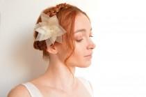 wedding photo - Champagne lotus flower bridal hair pin 