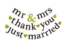 wedding photo - SHIPS PRIORITY.  3 Banners.  mr & mrs / thank you / just married.  Wedding Decorations.  Bridal Shower.  Photo Prop.  5280 Bliss.