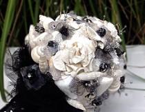 wedding photo - Seashell Bouquet, Black White Bouquet, Beach Wedding, Alternative Bouquet