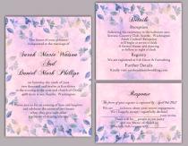 wedding photo -  DIY Rustic Wedding Invitation Template Set Editable Word File Download Printable Vintage Invitation Purple Invitation Leaf Floral Invitation