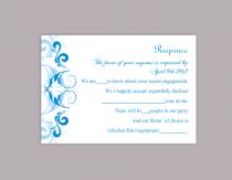 wedding photo -  DIY Wedding RSVP Template Editable Word File Instant Download Rsvp Template Printable RSVP Cards Aqua Blue Rsvp Card Elegant Rsvp Card