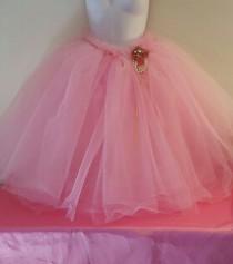 wedding photo - Pink Crystal Pearl Tulle Tutu Tea Length Or Midi Ballgown Skirt Party Wedding Bridal Belly Dance Party