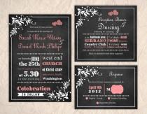 wedding photo -  Printable Chalkboard Wedding Invitation Suite Printable Invitation Pink Invitation Heart Invitation Download Invitation Edited