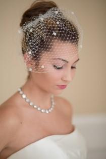 wedding photo - Birdcage Veil French Veiling with Dots Blusher Wedding Veil 11 Colors Available
