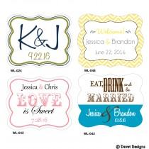 wedding photo - 120 - 2 x 1.625 inch Die Cut Custom Glossy Waterproof Wedding Stickers Labels - hundreds designs - change designs any color or wording