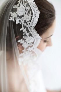 wedding photo - Delilah, Lace Mantilla Veil Available in Ivory, Mantilla Veil, Waist Veil, Fingertip Veil, Waltz Veil, Chapel Veil, Cathedral Veil