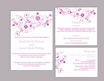 wedding photo -  DIY Wedding Invitation Template Set Editable Word File Instant Download Floral Invitation Bird Invitation Printable Purple Invitations
