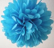 wedding photo - TURQUOISE / 1 tissue paper pom pom / wedding decorations / diy / birthday party decorations / turquoise blue decorations / blue pompoms