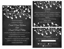wedding photo -  Printable Chalkboard Wedding Invitation Suite Printable Invitation Heart Invitation Download Invitation Edited jpeg file