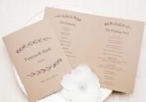 wedding photo - Printable Wedding Program Template - Kraft Paper Program, Printable Wedding Template - EDITABLE Text - Rustic Branch, 5x7 inches folded