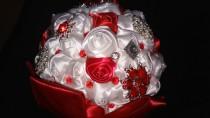 wedding photo - Red and White Brooch Bouquet