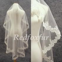 wedding photo - 1T Ivory veil Chapel veil Bridal Veil 1.5m long Alencon lace veil Wedding dress veil Wedding Accessories No comb