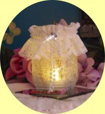 wedding photo -  Crystal Frosted & Lace Candle Holder wedding decor', reception ideas,