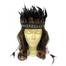 wedding photo - Feather Headdress, Black Wedding Headdress, Festival Feather Headband, Black Feather Headpiece, Feather Crown, Costume