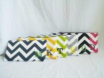 wedding photo - Set of 6 - Bridesmaid clutches - Personalized Chevron Pouch with initials - Embroidered Makeup bag - Large