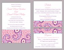 wedding photo -  DIY Bollywood Wedding Invitation Template Set Editable Text Word File Download Pink Wedding Invitation Indian invitation Paisley Invitation