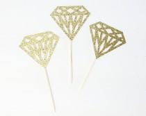 wedding photo - Gold Glitter Diamond Cupcake Toppers. Bachelorette Party. Engagement Party Decor. Baking Tools. Party Supplies. Party Decor. Paper.