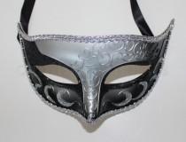 wedding photo - Black-Silver Venetian male Mask Masquerade for wedding, dancing, parties, home decor F-02BS  SKU: 6F32A