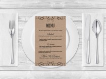wedding photo -  Kraft Paper Wedding Menu Template- Rustic Swirls Printable Wedding Menu Card - Editable PDF Templates - Instant Download - DIY You Print