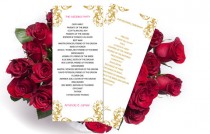 wedding photo -  Wedding Program Template - Golden Damask Tea Length - Printable Ceremony Program - Editable PDF - Instant Download - DIY You Print