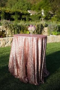 wedding photo - CHOOSE YOUR COLOR! Rose Gold pink Tablecloths for vintage Weddings and Events! Custom size sparkle sequin table cloths, overlays and linens