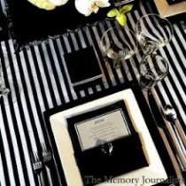 wedding photo - Black and White Pin Stripes table runners and wedding runners, wedding reception, Baby Shower Kate Spade inspired