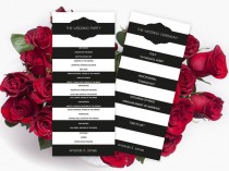 wedding photo -  Wedding Program Template - Black Striped & Frame Tea Length - Printable Ceremony Program Editable PDF - Instant Download - DIY You Print