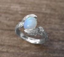 wedding photo - Opal Leaf Ring, Opal Engagement Ring, Opal Ring Gold, Engagement Ring With Opal, Natural Floral Leaves Opal Ring, Opal Leaf Engagement Ring