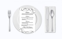 wedding photo -  Wedding Menu Card Template - Editable PDF - 4x7 Black Elegant Swirls Printable Menu Card Templates - Adobe Reader Format - DIY You Print