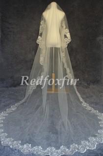 wedding photo - cathedral veil.wedding veil .lace veil. bridal veil. white ivory veil. cathedral wedding veil. lace wedding veil