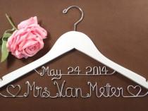 wedding photo - Hanger with Date & Hearts for your wedding, Personalized custom bridal hanger, brides hanger, Bridal Hanger, Wedding hanger, Bridal
