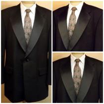 wedding photo - Vintage Tuxedo Mens 60s 2 Pc Tuxedo Black Silks Size 42R