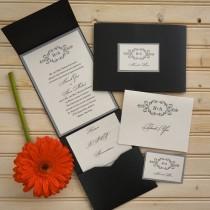 wedding photo - Initial Wedding Invitation Set - Thermography Wedding Invite - Classic Wedding Invite - Wedding Invite Suite