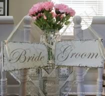 wedding photo - Wedding Chair Signs, Wedding Chair Hangers, Wedding Signs, Bride and Groom Signs, Mr. and Mrs. Chair Signs, 9 x 5