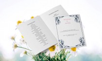 wedding photo -  Wedding Program Templates - Editable PDF - 8.5 x 11 Navy Damask Foldover Wedding Ceremony Program - Instant Download - DIY You Print