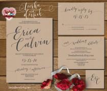 wedding photo - Printable Wedding Invitation Suite (w0360), consists of invitation, RSVP, monogram and info design in hand lettered typography theme
