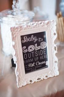 wedding photo - Baby It's Cold Outside Chalkboard Wedding Hot Cocoa Sign - Vintage Chalkboard