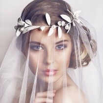 wedding photo -  Greek leaf crown, bridal crown, wedding crown, bridal tiara, wedding leaf crown, Bridal leaf headpiece, greek wedding, leaf hair accessory