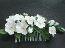 wedding photo -  Bridal hair comb, Wedding flower comb, Bridal flower comb, Bridal hair accessories, Flower comb, Flower hair accessory, apple blossom