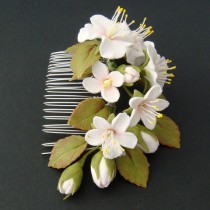 wedding photo -  Bridal flower comb - apple, cherry blossom. Bridal hair accessory. Wedding flower comb. Flower comb. Bridal comb. Flower hair accessory