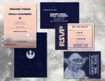 wedding photo - Star Wars Wedding Invitation Set - Custom Digital Invitations - Geeky Weddings