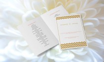 wedding photo -  Wedding Program Templates - Editable PDF - 8.5 x 11 Gold Wave Chevron Foldover Wedding Ceremony Program - Instant Download - DIY You Print