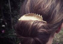 wedding photo - Large Fern Leaf Bobby Pin Gold Fern Leaf Hair Pin Hair Accesories