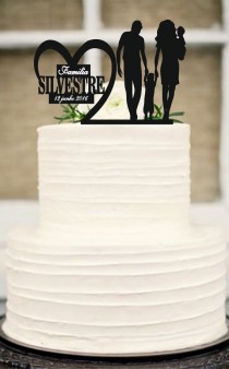 wedding photo -  Bride and Groom little boys family wedding cake topper,unique wedding cake topper,Silhouette Wedding Cake Topper,Anniversary Cake Topper