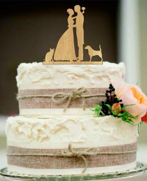 wedding photo -  bride and groom silhouette wedding cake topper,funny cake topper,rustic wedding cake topper,unique wedding cake topper,cat, dog cake topper
