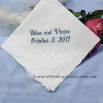 wedding photo - Something Blue Handkerchief for Bride Gift Personalized