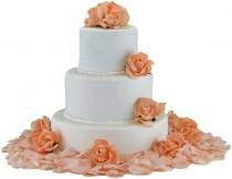 wedding photo - Peach Silk Rose Cake Flowers