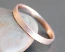 wedding photo - 14k Solid ROSE Gold Ring - 2mm Rectangle Band - Simple UNISEX Wedding Ring (Size 3 - 9) - Shiny, Matte or Hammered