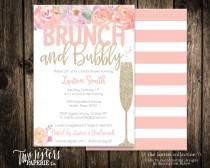 wedding photo - Floral Brunch and Bubbly Bridal Shower Invitation - LAUREN Collection - Printable Invitation