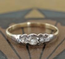 wedding photo - Unique Engagement Ring-Georgian Diamond Ring-Antique Rose Cut Diamond Ring-Vintage Diamond Wedding Band -1800s-Antique Diamond Stacking